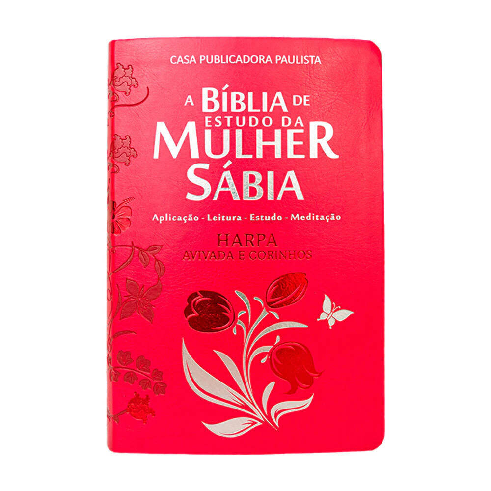 Bíblia De Estudo Da Mulher Sábia ARC Com Harpa e Corinhos Full Color - Capa Tulipa Vermelha
